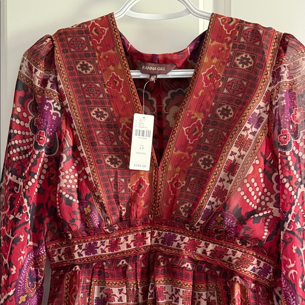 NWT Anthropologie Ranna Gill Maxi boho Dress $188 4 petite 6 petite